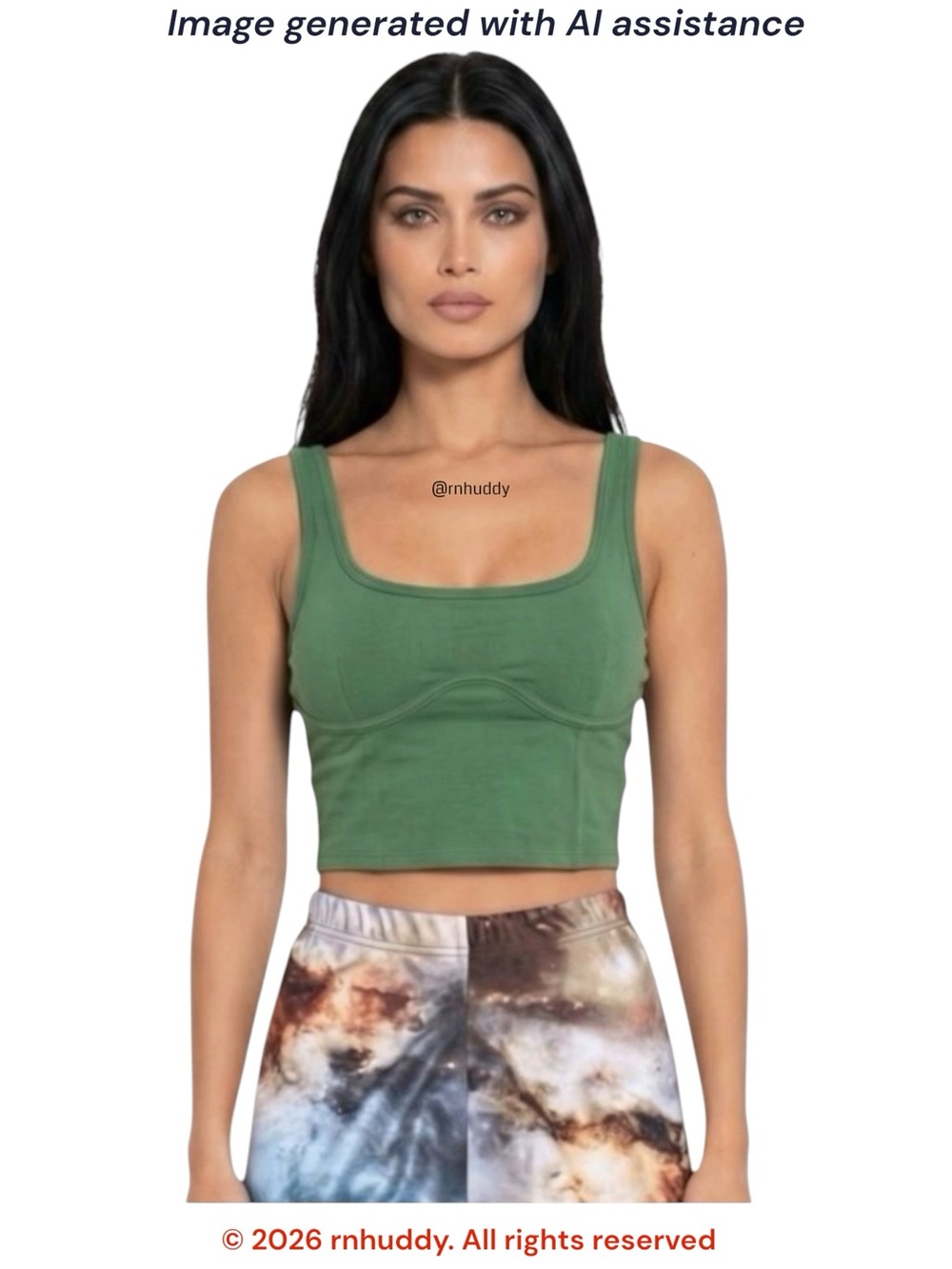 VS Pink S green cotton contour tank